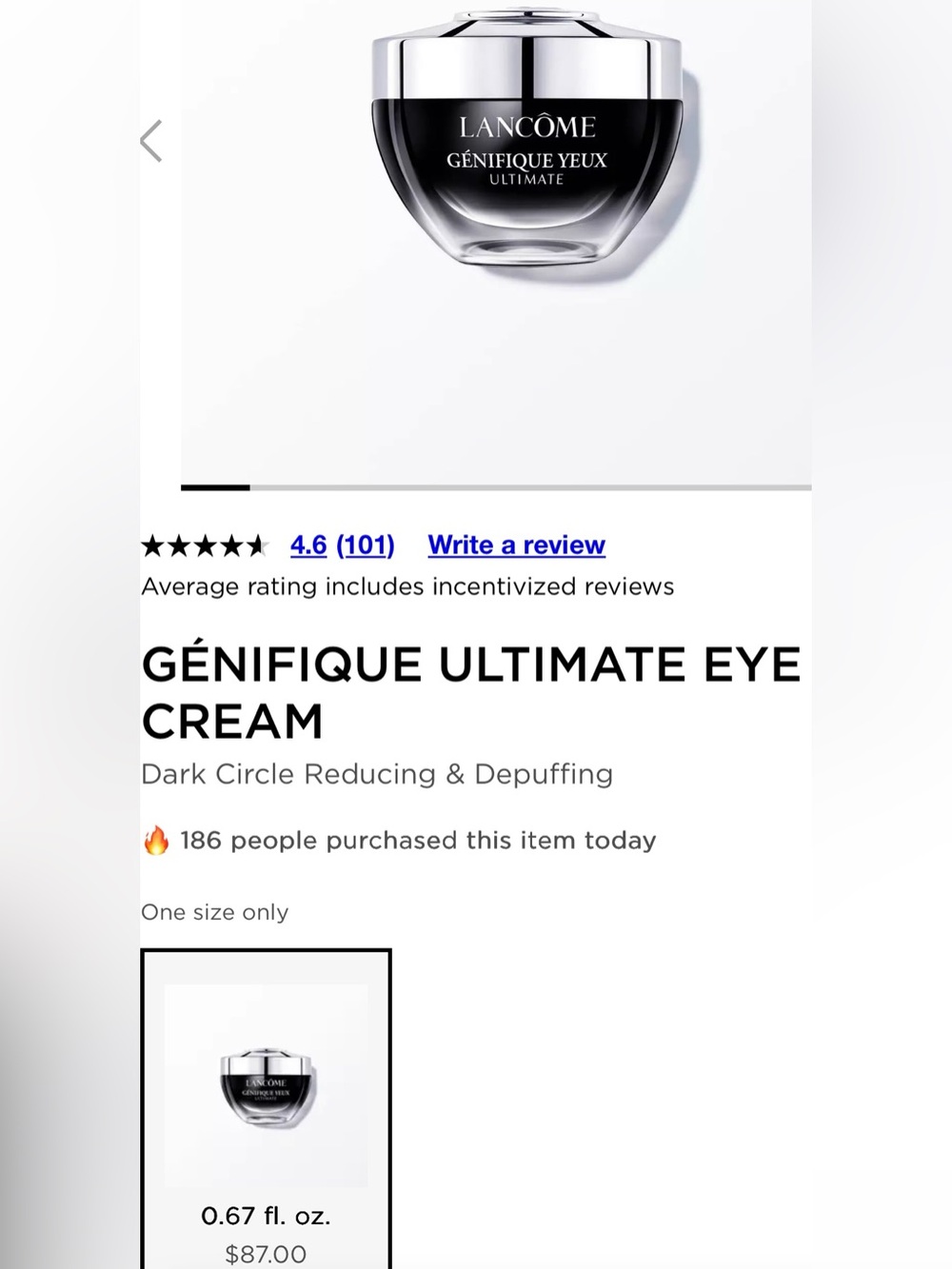 Lancome Génifique Ultimate Eye Cream 0.67oz/20ml